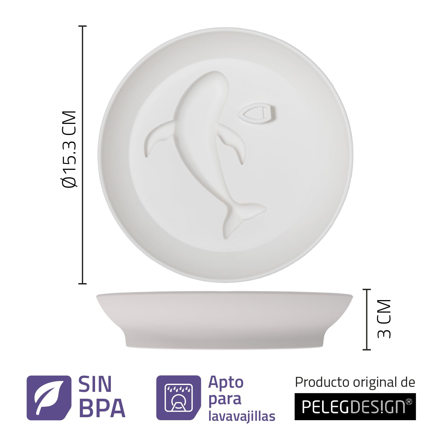 PELEG DESIGN Dip Sea Plato para Salsas Ballena – Recipiente para Aceite de Oliva y Vinagre Balsámico, Cuenco para Soja y Aperitivos, Diseño Divertido y Original, Apto para Lavavajillas