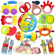 Baby Toys 0-6 Months - Baby Rattles Teething Toys 3-6 Month Infant Toys 6-12 Months Teether Toy 3 4 5 6 Month Old Newborn Essentials Must Haves Wrist Socks Toddler Stocking Stuffers Christmas Gifts