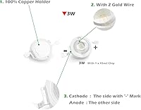 Vista 3 de CHANZON 10 piezas de chips LED de alta potencia en placa 3W azul (400mA - 500mA / DC 3V - 3.4V / 3 vatios) Diodo de emisor de luz SMD COB