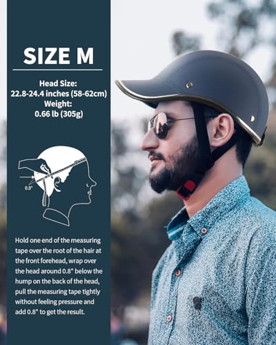 Image of Adult Baseball Cap Helmet - Urban Style for Golf, Low Profile Urban Commute PU Retro Leather Hat for Men & Women