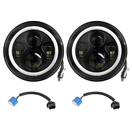 Moclever Round LED Headlight Halo, 2PCS 7inch 6000LM LED Headlamp Offroad Light Angle Eyes Compatible with Jep Wrangler TJ JK CJ w/H4 to H13 Adapter Plug and Play