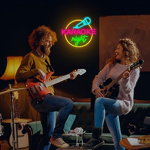 Image of Karaoke Night Neon Sign Dimmbale Karaoke Neon Light for Music Room Decor