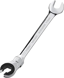 LOSCHEN 1PC 10mm Open Flex-Head Ratcheting Wrench, Metric Ratcheting Spanner with 82 Teeth, Chrome Vanadium Steel Tubing Ratchet Spanner
