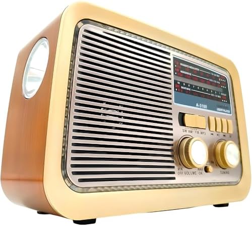 Rádio Retrô A-3188 com Bluetooth USB Cartão SD Auxiliar AM FM SW ...