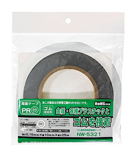 和気産業(Waki Sangyo) W KI ゴム固定用両面接着テープ 厚さ0.15X幅10mmX長さ25m (× 10)