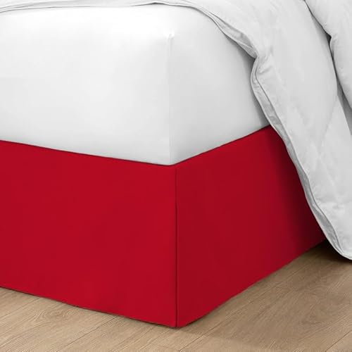 Queen Size Bed Skirt Red Box Pleated Bed Skirt with