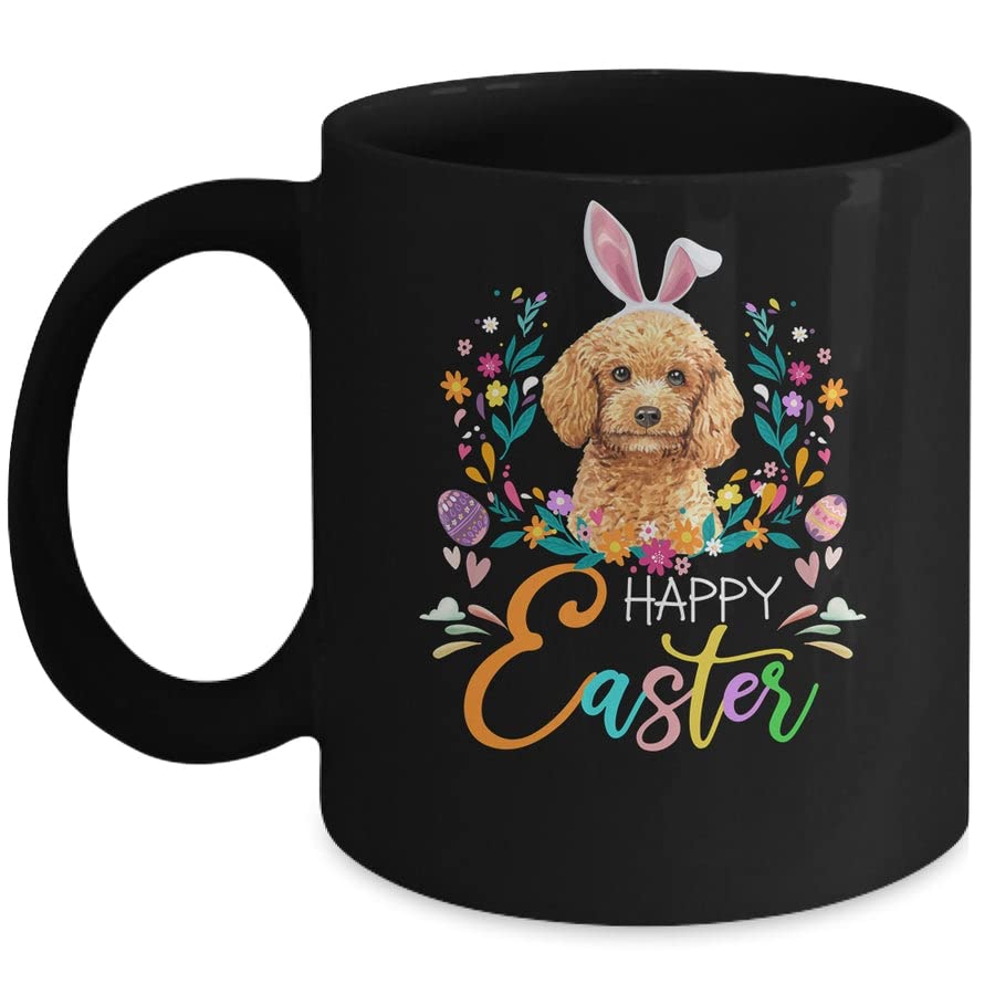 SKY DOT Happy Easter Bunny Poodle Lovers with Easter Eggs Printed Ceramic Tea/Coffee Mug (325ml)