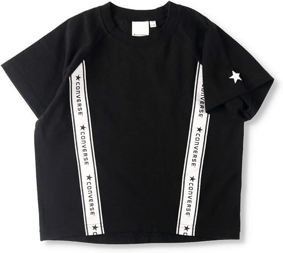 Amazon コンバース ロゴテープ 半袖 Tシャツ キッズ 110cm ブラック Tシャツ カットソー 通販