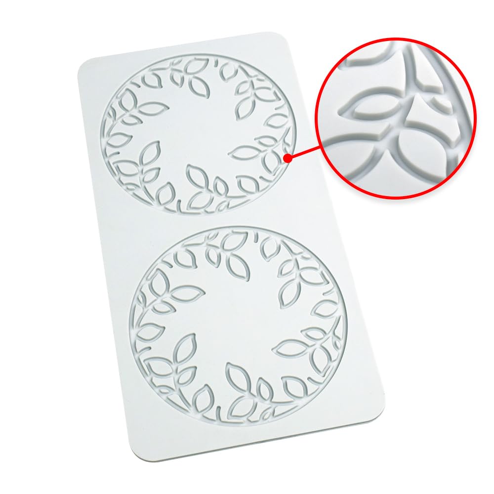 Tapis de dentelle en silicone, moule d'impression de processus de sucre, décoration de cuisson de molécule de gâteau comestible, 2 trous cercle géométrique Tapis de dentelle en silicone, moule d'impression de processus de sucre, décoration de cuisson de molécule de gâteau comestible, 2 trous cercle géométrique