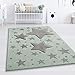 Produktbild Taracarpet Kinderzimmer und Jugendzimmer Teppich Dreamland Kinderzimmerteppich Sterne Pastell Mint Gruen grau 060x110 cm