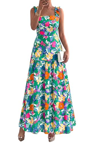Image of BTFBM Dresses for Women Summer 2026 Formal Sleeveless Smocked Floral Long Wedding Guest Dress Party Spring
