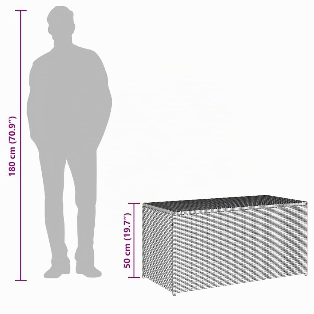 Boîte de rangement de jardin résine tressée 100x50x50 cm noir