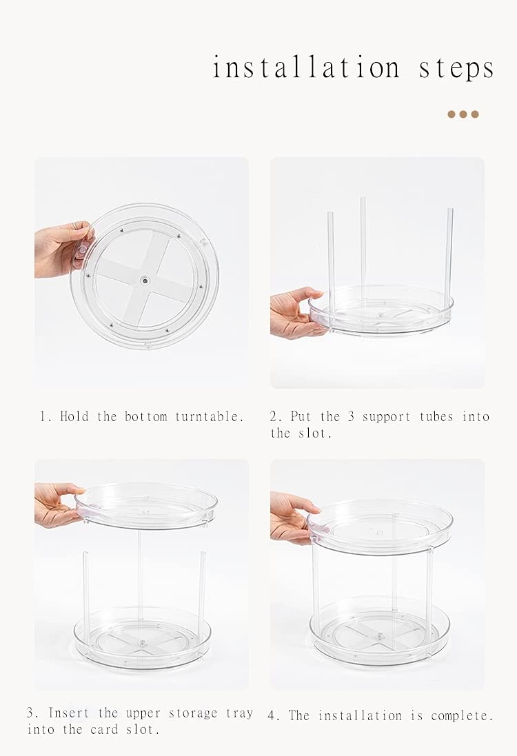 Lazy Susan Plateau tournant à 2 niveaux, multifonction et rotatif pour placard de cuisine, support à condiments antidérapant, 23,5 x 21,6 cm, accessoire de cuisine peu encombrant