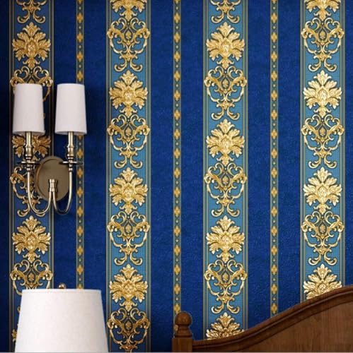 Image of FOKRIM Royal Blue Wallpaper for Walls Sticker 45x300cm 14-sqft - Peel and Stick Removable Self Adhesive Waterproof Wall Paper for Home Kids Room Play Room