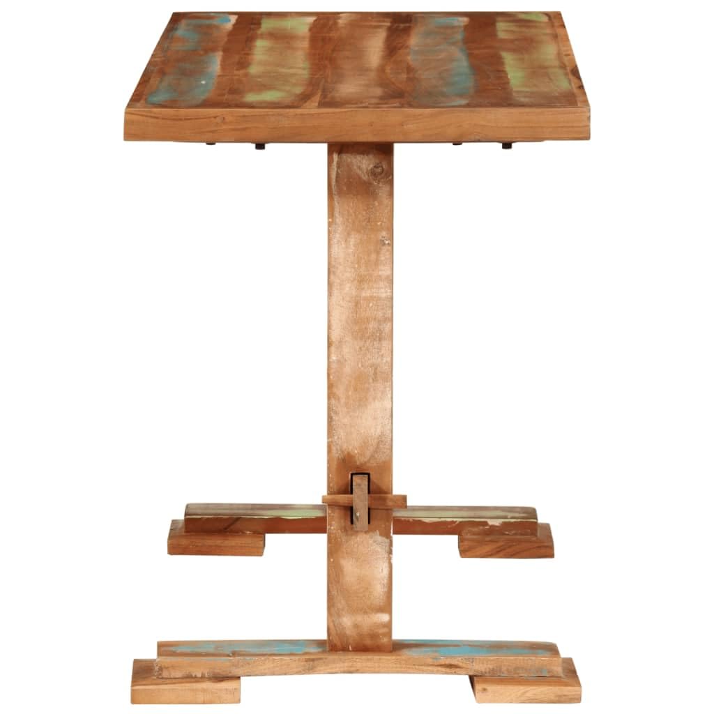 Rechteckiger Esstisch 110x55x78 cm aus massivem recyceltem Altholz, handgefertigt aus Teak, Mango, Kiefer oder Buche, mit stabilen Holzbeinen für Esszimmer oder Küche