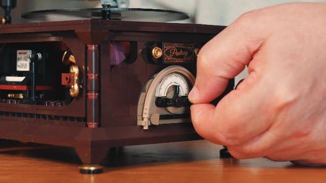 BRICKKK PANTASY Giradischi Vintage In Mattoncini – Grammofono Retro Con Vinile Rotante, Album Fotografico E Controllo Volume, Modello Da Collezione
