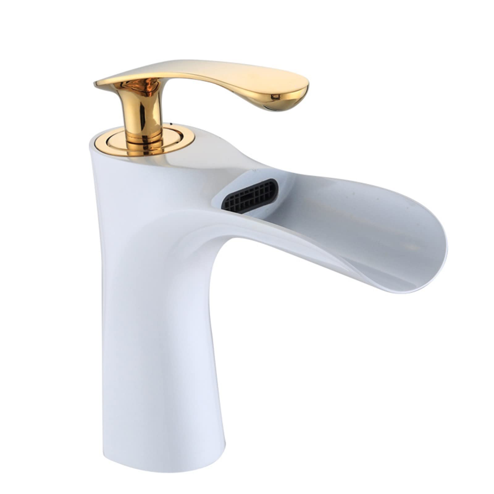 Robinet de lavabo mitigeur chaud et froid en laiton doré pour meuble de salle de bain