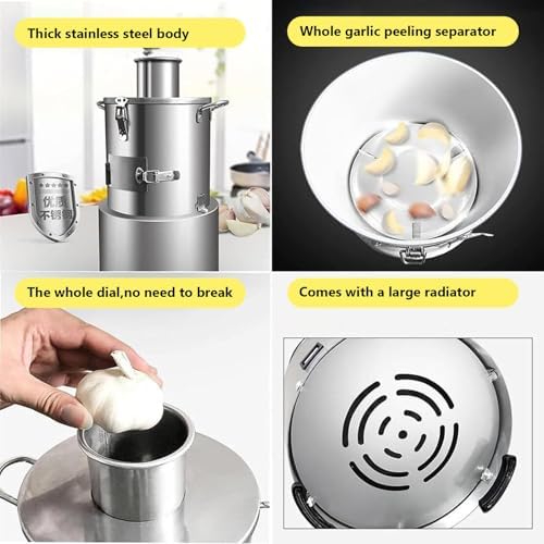 Electric Garlic Peeler Machine, 200W Stainless Steel Commercial Peeler, 30kg/H High Efficiency, Whole Garlic Separator for Home and Restaurant