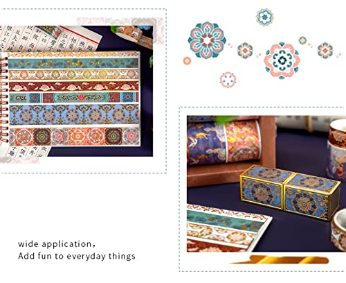AEBORN Fita Adesiva Vintage Dourada Washi- Conjunto de Fita Adesiva Washi de Alumínio- Fita Decorati