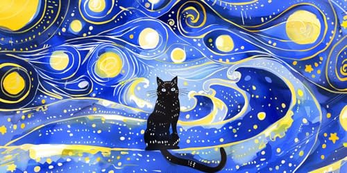 Broderie diamant kit complet 5D DIY chat noir lune peinture diamant 60x120cm A148