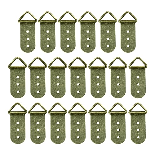 Image of dophee 20Pcs D-Ring Photo Picture Frame Hooks, Antique Bronze Triangle Wall Hanging Hooks Hanger for Oil Painting Mirror Frame with Screws