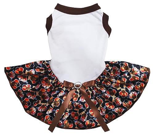 Robe Thanksgiving chien blanc à motif dindes taille L festive - 2