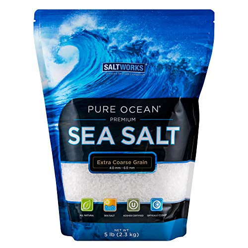 SaltWorks Pure Ocean Sea Salt, Extra Coarse Grain, 5 Pound Bag