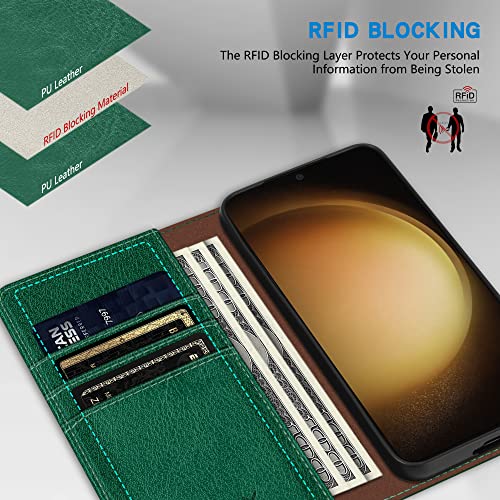 Image of ZZXX for Samsung Galaxy S23 Wallet Case Strong Magnetic 6.1 inch,Green