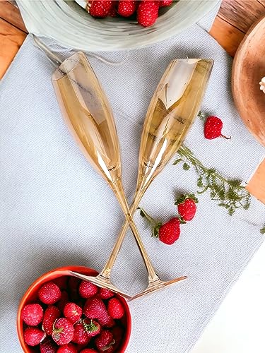Luxrify Amber Champagne Flutes: Exquisite Design, Hand-Blown Craftsmanship, Ideal for Champagne Enthusiasts (AMBER, Pack of 2)