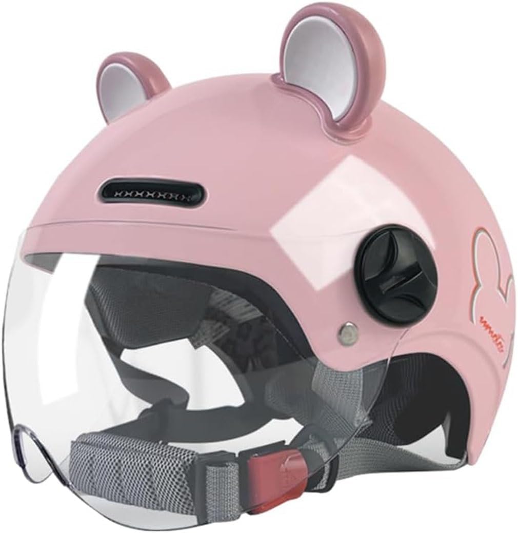 Kids Cute Motorcycle 3/4 Half Helmet with Cat Ears,DOT Approved Toddler Scooter Vespa Helmet,Child Street Dirt-Bike Go-Kart ATV Helmet for Boys Girls