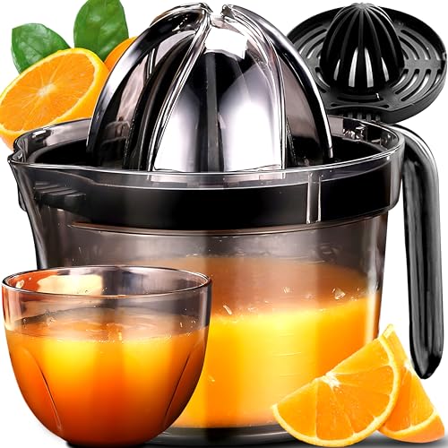 KONZEPT Spremiagrumi Manuale Giallo Con Contenitore 500 Ml E Beccuccio Antigoccia - Per Limoni, Arance, Lime