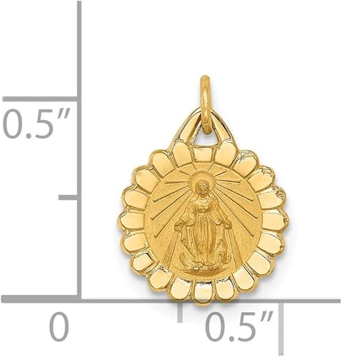 Vista 3 de Sonia Jewels Medalla milagrosa de oro amarillo de 14 quilates con acabado mate cepillado y acabado mate, Metal