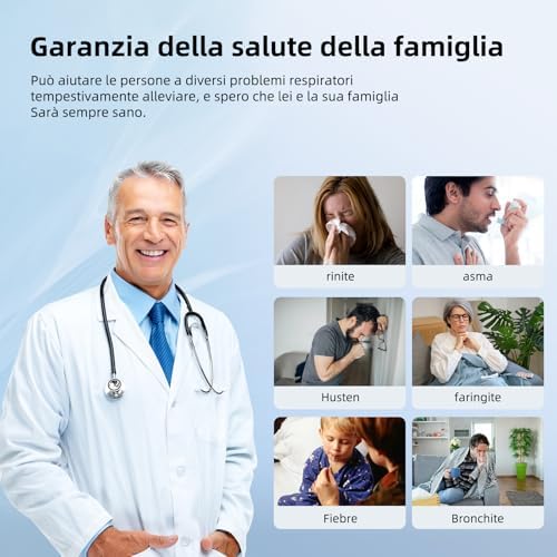 Aerosol Silenzioso, Ricaricabile USB-C Macchina Aerosol per Adulti e Bambini,Con Display Digitale, Aerosol Ultrasuoni Con 2 Maschere e un Boccaglio
