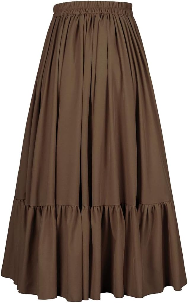 Women's Long Dress Gothic Steampunk Victorian Renaissance High Low Skirt - Image 2