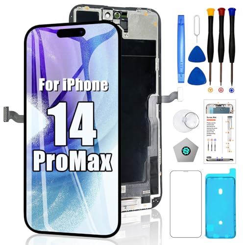 for iPhone 14 Pro Max screen replacement Kit 6.7inch for (Model A2894, A2651, A2893, A2896, A2895)3D Touch Screen LCD Display Digitizer Assembly with Repair Tool Kit+Screen Protector+Waterproof Frame
