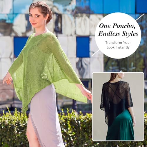 Image of Women Sheer Poncho Shrug Summer Sheer Blouse Top Lightweight Poncho Bolero for Evening Dress