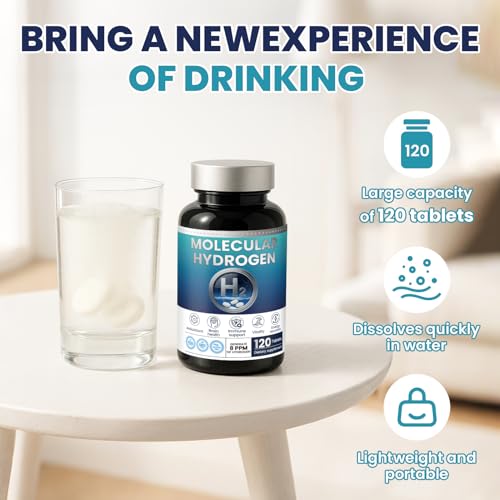Hydrogen Water Tablets H2 Molecular 120 Tablets with Magnesium Supplement for Brain Health Cognition Function Cellular Energy Boost Antioxidant Promote Metabolism Non-GMO Gluten Free - Image 8