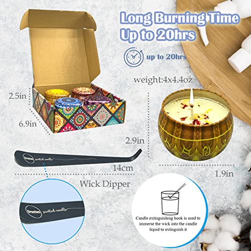 Orentas, Scented Candles Gift Set, Pure Natural Soybean For Aromatherapy Wax,Travel Tin Candles For Home Meditation, 4 Packs, 4.4Oz (Chamomile/Vanilla/Lemongrass/Rose), Mother Day's Gift #TOP6