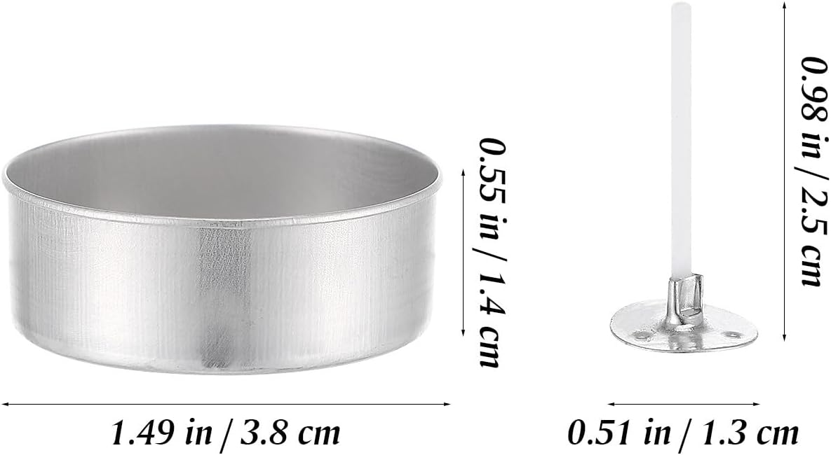 DOITOOL 150 Pcs Aluminum Tea Light Candle Tins with 1.0 Inch Candle Wicks Empty Round Metal Holders for DIY Making Wedding Holiday and Home Decoration