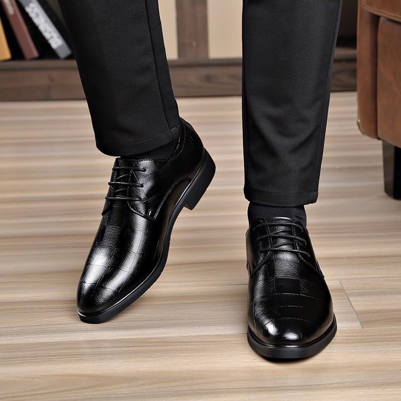 Classic Leather Dress Shoes for Men Oxford Lace-Up Formal Wedding Business Black Office Footwear for Professionals4