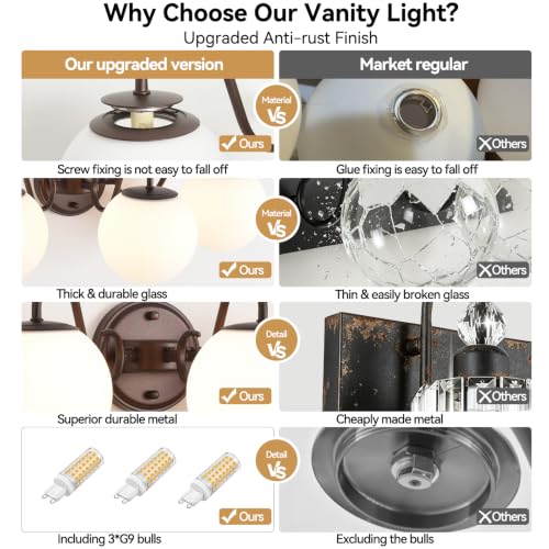 Image of Oil Rubbed Bronze Bathroom Vanity Light Fixtures Over Mirror 3 Lights