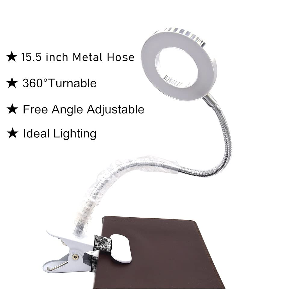 Clip on Lamp Pinkiou Desk Lamp with Clamp for Microblading Manicure Ring USB Led Clip on Light for Desk with Adjustable Arm 3 Light Models Suitable for SPA Beauty Salon