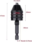1/4 Inch Hex Shank Keyless Drill Chuck Conversion Tool Quick Change Adapter Converter 0.5mm - 3mm Small Drill Chuck Adapter
