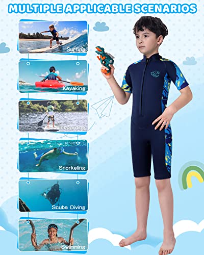 Foto von Yikayin Neoprenanzug Kinder, 2.5mm Kurze Neopren Taucheranzug für Jungen Mädchen, Surfanzug mit Frontreißverschluss zum Tauchen, Surfen, Schwimmen, Kajakfahren