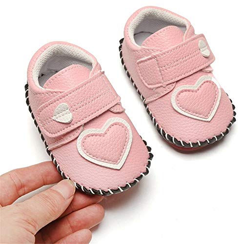 Image of HsdsBebe Baby Boys Girls Pu Leather Hard Bottom Walking Sneakers Toddler Rubber Sole First Walkers Infant Cartoon Slippers Crib Shoes