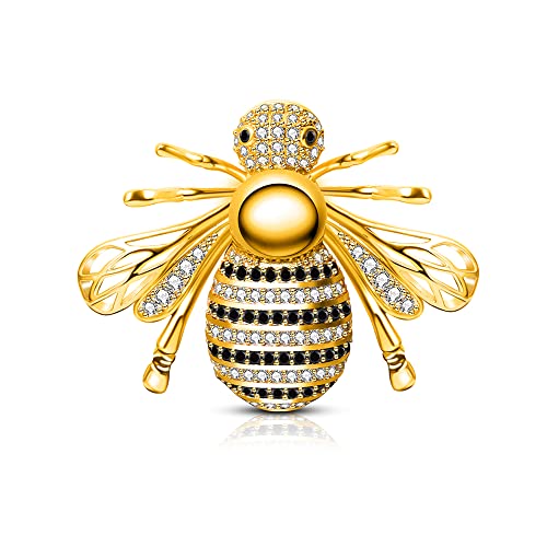 Image of Cute Bee Brooch Pin Corsage, Sweater Dress Shawl Jewelry Accessory Decor for Wedding Birthday Party Christmas Gift (Gold) (Style 3)