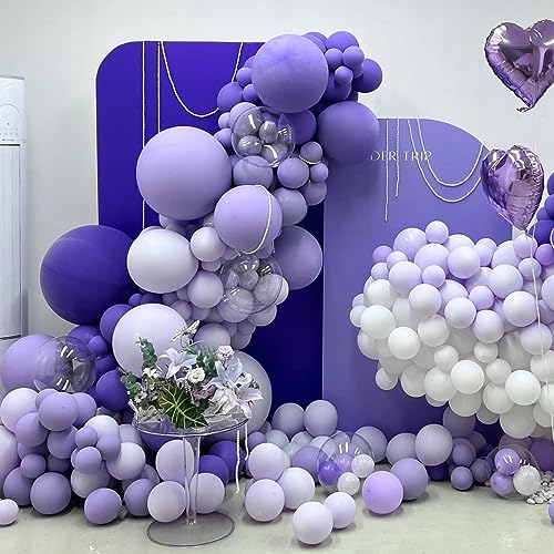 Image of 12 Inch Pastel Purple Balloons, 50 Pcs Latex Helium Macaron Balloons for Kid's Birthday Party, Baby Shower, Wedding, Graduate Party Decorations