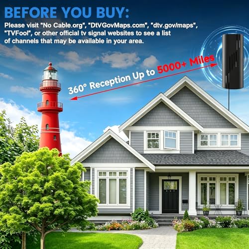 Image of 5000+ Miles Range TV Antenna,2026 Digital TV Antenna Indoor Outdoor with Strongest Amplifier,360 Reception HDTV Antenna for Local Channels for Smart and Old TVs-38ft Coax Cable-Support 8K 4K 1080p
