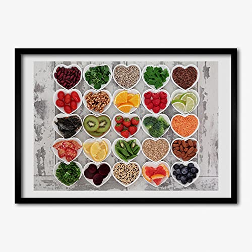 Cadre Photo Affiche Nourriture Saine 70x50 cm Tableau Bois Décoratif Moderne