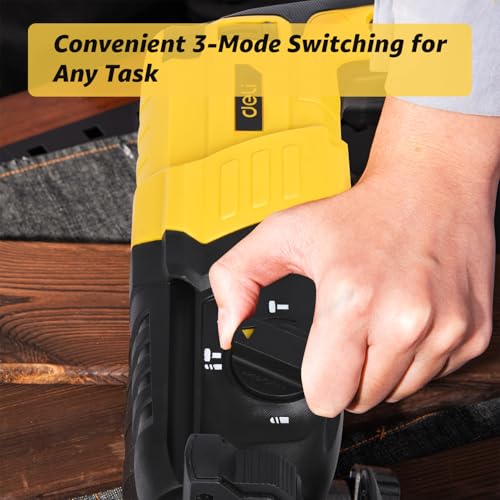 Image of Deli DL-DC26-E1 800W 26mm Corded Electric Rotary Hammer Drill with 0-1150RPM No Load Speed 3 Modes 220-240V~50 /60Hz Machine for Home Wall & Floor Drilling (Pack of 1, Yellow and Black)